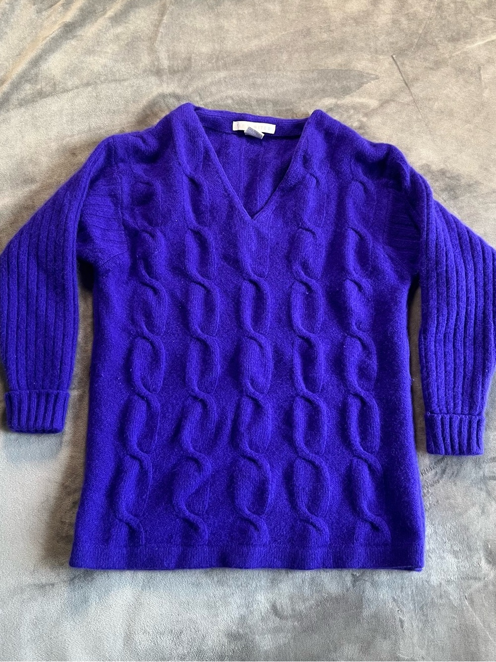 Vintage The Limited Royal Purple Cable V-Neck Sweater